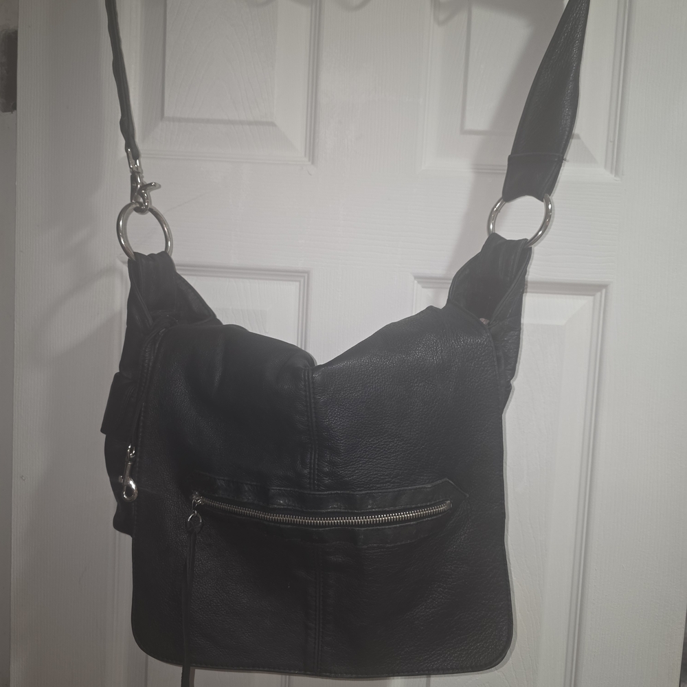 Allison Burns Black Leather Shoulder Bag